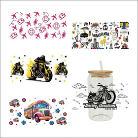 3D UV DTF Transfers Stickers 16oz Cup Wraps Motorcycle Car Plane